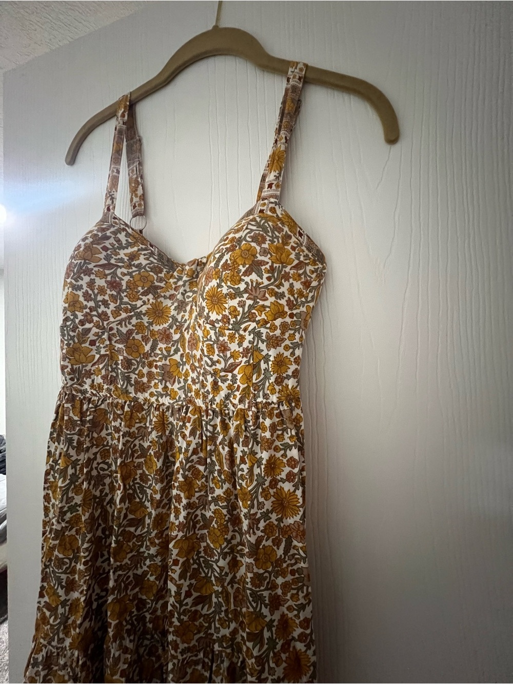 Floral Spaghetti Strap Maxi Dress in Mustard - Picture 3 of 6